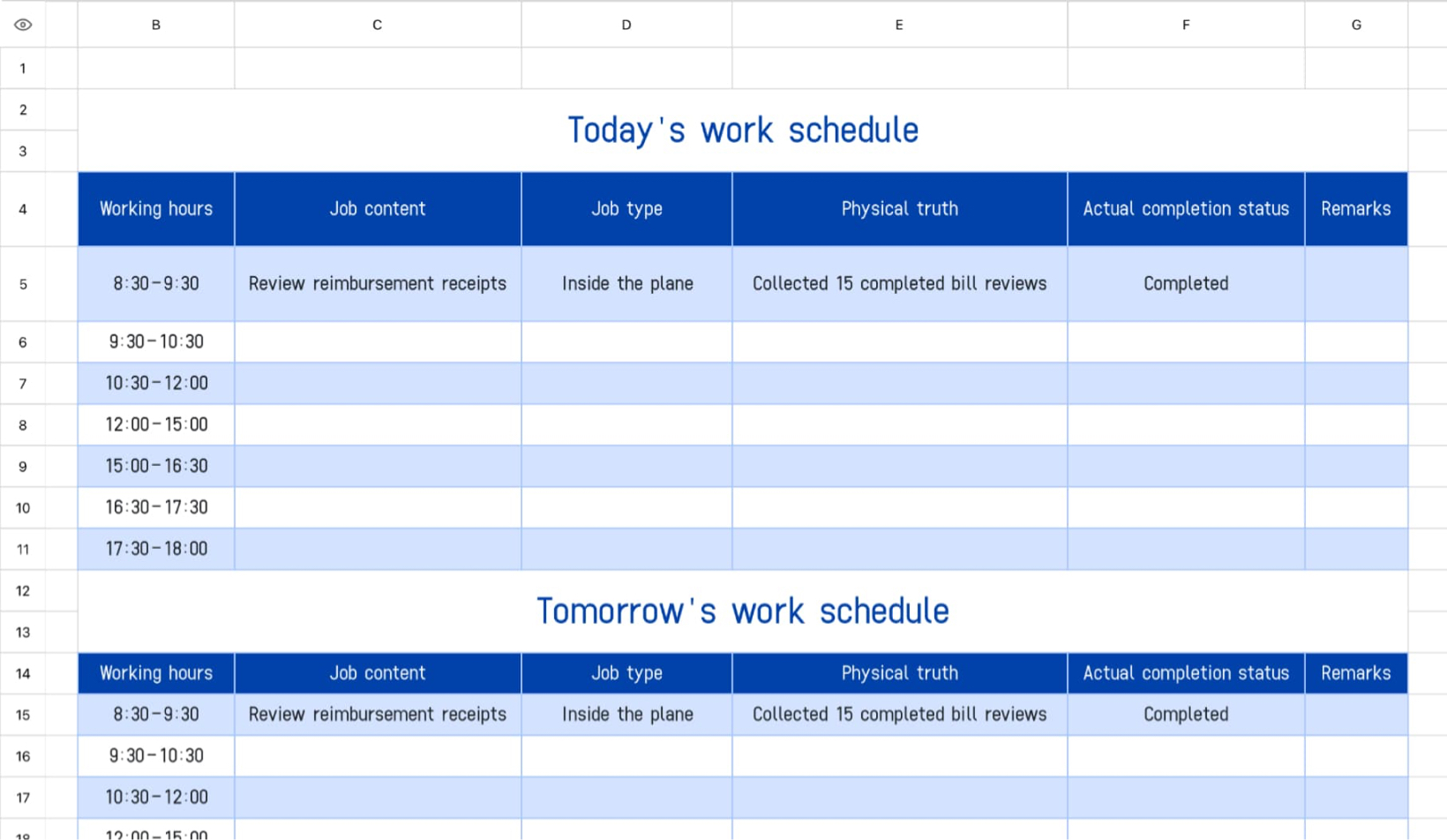 Employee work log